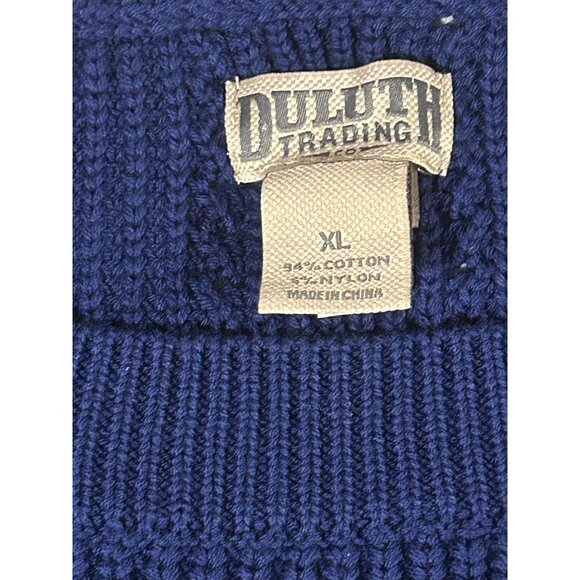 Duluth Trading Co XL Blue Knit Sweater Cotton Crewneck Relaxed Cozy Casual Work - Picture 4 of 9